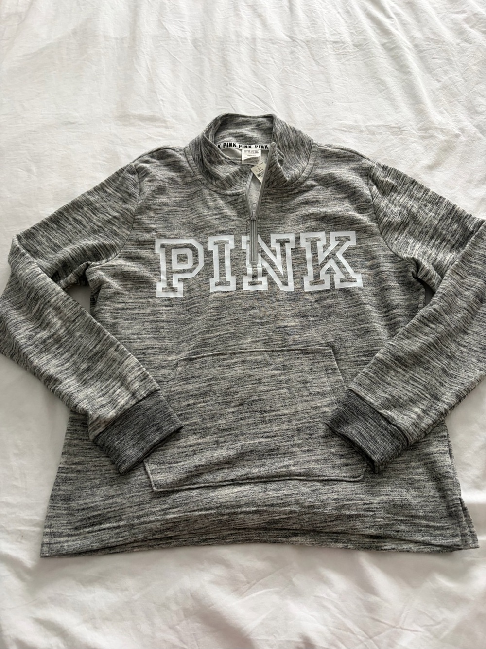 PINK Victoria's Secret Sporty Chic Athleisure Quarter-Zip Sweatshirt Large NWT - Picture 6 of 8